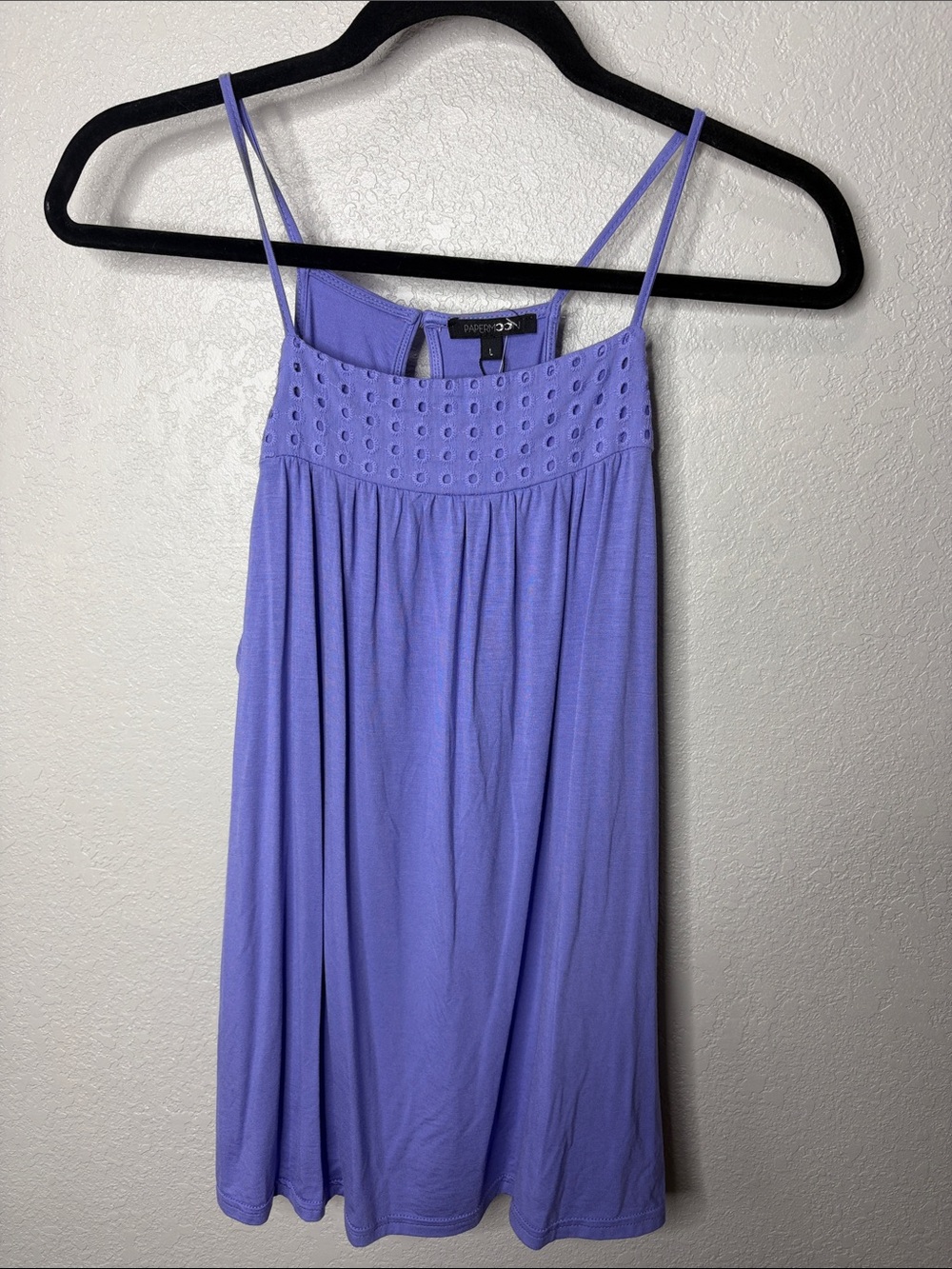 Paper Denim & Cloth Lavender Eyelet Yoke Spaghetti-Strap Camisole